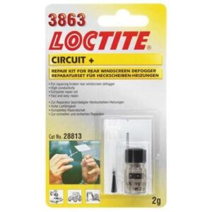 Loctite 3863 -  набор для ремонта нитей обогрева заднего стекла автомобиля, имеющий высокую электропроводность из-за высокого содержания серебра.